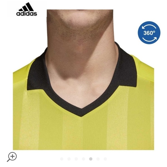 𝅺ADIDAS Referee Long Sleeve T-Shirt Small Neon Yellow - Picture 5 of 8